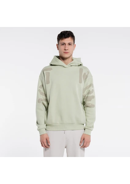 Friday Offset Thomas Erkek Mint Yeşil Ekstra Oversize Kapüşonlu Sweatshirt Hoodie - 3 Iplik