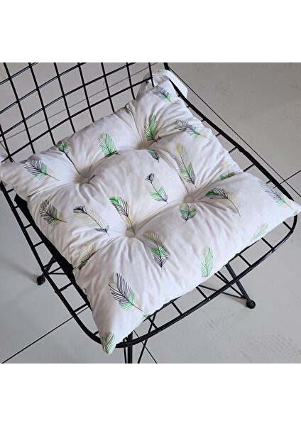 Babynest Dünyası 4'lü Takım Pofidik Kare Sandalye Minderi 40X40CM Yesil Yaprak