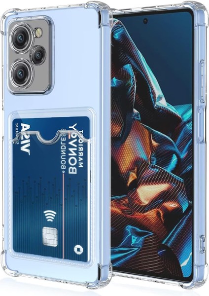 Caseworld Xiaomi Poco X5 Pro Kapak Kamera Korumalı Kartlıklı Darbe Emici Özellikli Şeffaf Silikon Kılıf