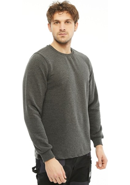 Sweatshirt Bisiklet Yaka Içi Polarlı 3 İplik Pamuklu Normal Kesim Erkek Antrasit modelleri