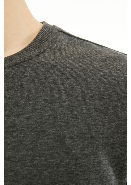 Sweatshirt Bisiklet Yaka Içi Polarlı 3 İplik Pamuklu Normal Kesim Erkek Antrasit fırsatları