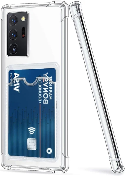 Case World Caseworld Samsung Galaxy Note 20 Ultra Kamera Korumalı Kartlıklı Darbe Emici Özellikli Şeffaf Silikon Kılıf