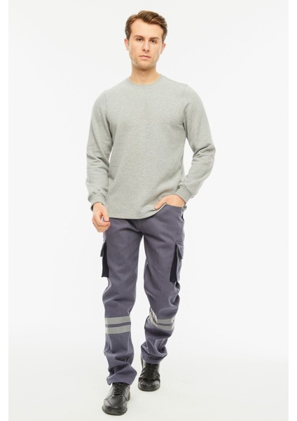 Sweatshirt Bisiklet Yaka Içi Polarlı 3 İplik Pamuklu Normal Kesim Erkek Gri modelleri