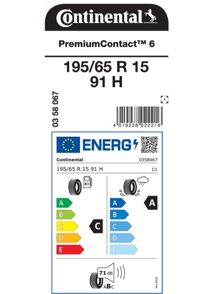 195/65 R15 91H Premiumcontact 6 Oto Yaz Lastiği ( Üretim Yılı:2024) modelleri