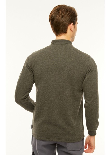 Sweatshirt Polo Yaka Içi Polarlı 3 İplik Pamuklu Normal Kesim Erkek Antrasit fiyatları