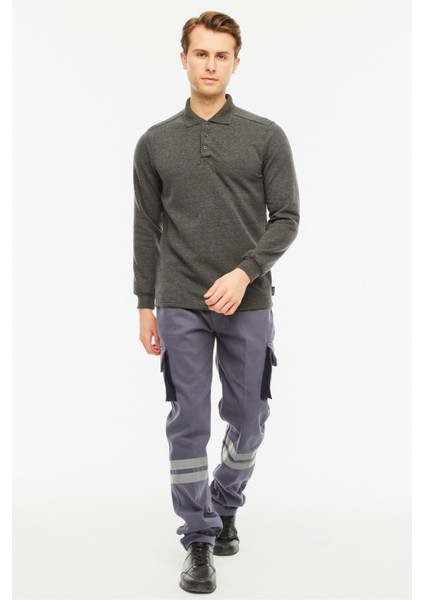 Sweatshirt Polo Yaka Içi Polarlı 3 İplik Pamuklu Normal Kesim Erkek Antrasit fırsatları