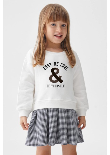 Ekose Kare Etekli Tarz Organik Just Be Cool Baskılı Sweat Etek Takım