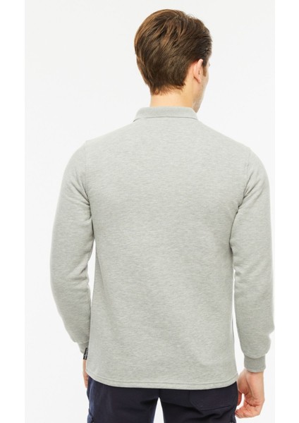 Sweatshirt Polo Yaka Içi Polarlı 3 İplik Pamuklu Normal Kesim Erkek Gri fiyatları