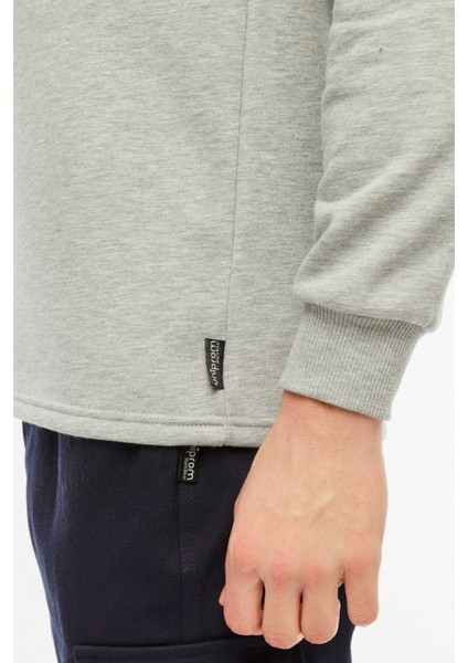 Sweatshirt Polo Yaka Içi Polarlı 3 İplik Pamuklu Normal Kesim Erkek Gri fırsatları