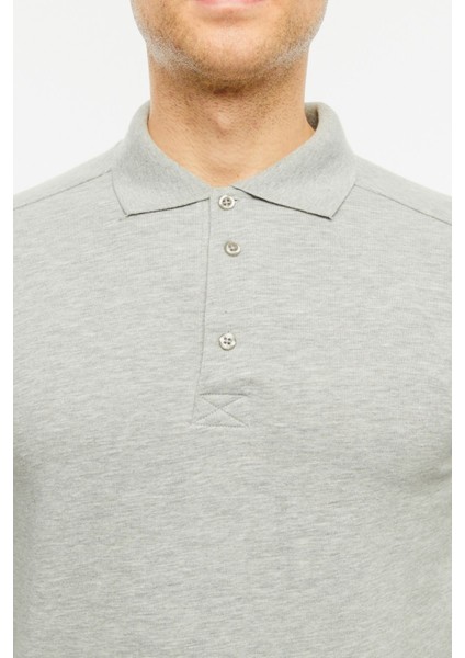 Sweatshirt Polo Yaka Içi Polarlı 3 İplik Pamuklu Normal Kesim Erkek Gri indirimleri