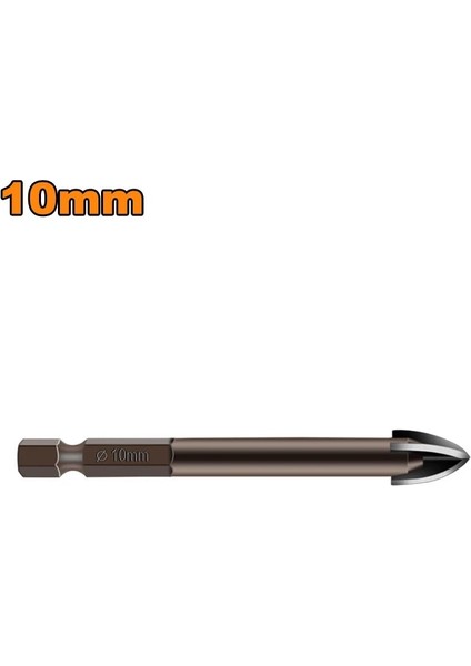 10MM Tarzı Altıgen Justınlau Tungsten Karbür Cam Matkap Ucu Alaşım Karbür Noktası 4 Kesme Kenarlı Kiremit ve Cam Çapraz Mızrak Kafa Matkap Uçları (Yurt Dışından)