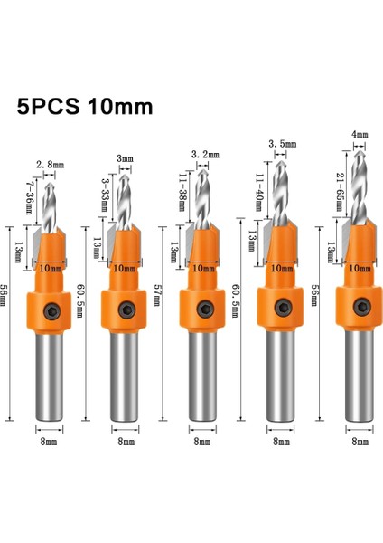 4X10 Tarzı 8mm Shank Hss Ağaç Işleme Havşa Yönlendirici Bit Vida Çıkarıcı Remon Yıkım Ahşap Freze Kesici Için (Yurt Dışından)