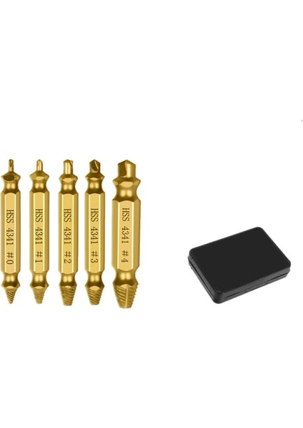 Kutu Stili ile 5 Parça Altın Pcs Hasarlı Vida Çıkarıcı Matkap Ucu Seti Soyulmuş Kırık Vida Cıvata Sökücü Çıkarıcı Kolayca Yıkım Araçlarını Çıkarın (Yurt Dışından)