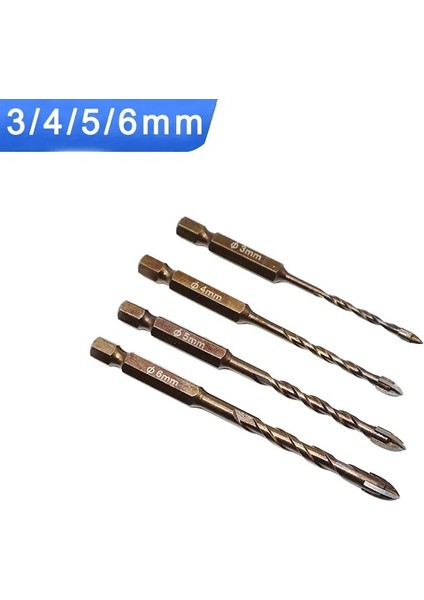 3 4 5 6mm Stilini Ayarla Justınlau Et Çapraz Hex Kiremit Uçları Cam Seramik Beton Delik Açıcı Alaşımlı Üçgen Matkap Boyutu mm (Yurt Dışından)