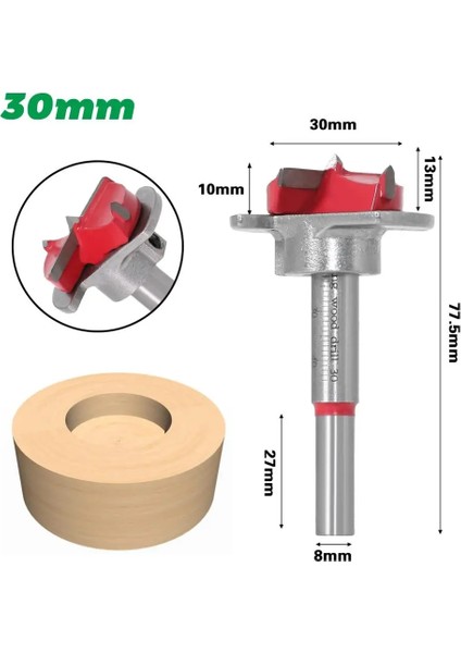 30MM Tarzı 1 Adet Çapı Ayarlanabilir Karbür Matkap Uçları Menteşe Delik Açıcı Sıkıcı Bit Uçlu Delme Aracı Ağaç Işleme Kesici (Yurt Dışından)