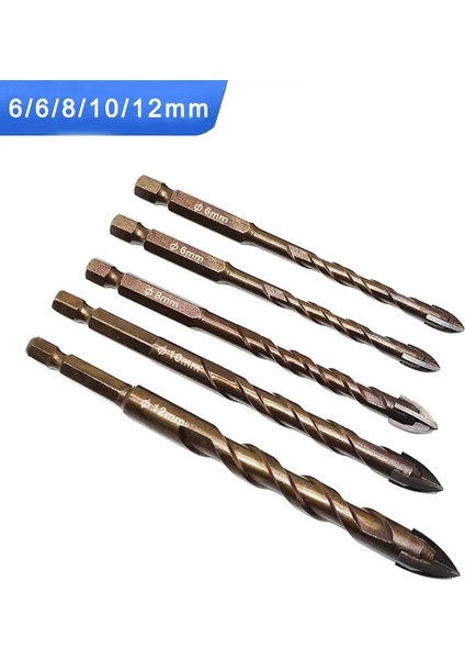 6 6 8 10 12MM Stilini Ayarla Justınlau Et Çapraz Hex Kiremit Uçları Cam Seramik Beton Delik Açıcı Alaşımlı Üçgen Matkap Boyutu mm (Yurt Dışından)
