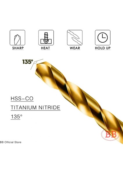 Hss-Co Extin Stili 1,9 mm Bb Kobalt Büküm Matkap Ucu M35 Ex Hssco Hsse Metal Alüminyum Bakır Paslanmaz Çelik Ahşap Delik Aracı Titaniu Seti (Yurt Dışından)