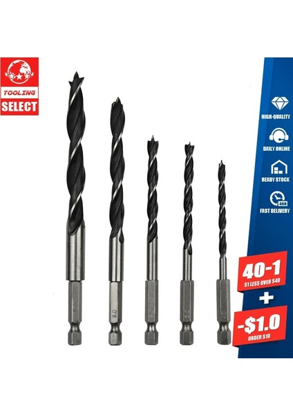 5 Adet Yüksek Li Altıgen Saplı Üç Sivri Ağaç Işleme Matkap Ucu Seti Raybalama Delik Elektrikli Alet Parçaları (Yurt Dışından)