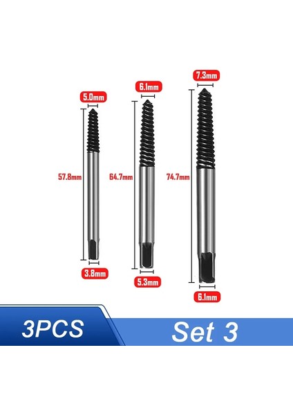 3 Parça Set 3 Tarzı Rew Çıkarıcı Merkezi Matkap Uçları Kılavuz Seti Matkap Uçları Hasarlı Cıvata Sökücü Sökme Hızı Ağaç Işleme Vidası Temizleme Araçları (Yurt Dışından)