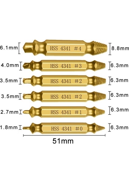 6 Pcs Altın Tarzı Hasarlı Vida Çıkarıcı Matkap Ucu Seti Tetiklendi Kırık Vida Cıvata Çıkarıcı Sökücü Yıkım Aletlerini Kolayca Çıkarın (Yurt Dışından)