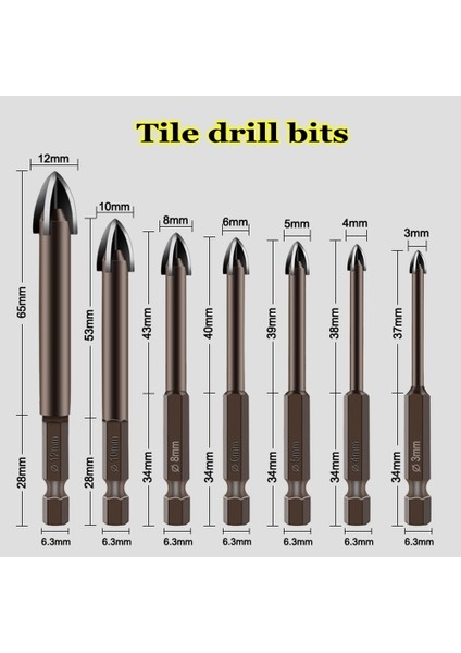 5mm Tarzı Çapraz Altıgen Fayans Uçları Cam Seramik Beton Delik Açıcı Alaşım Üçgen Matkap Boyutu mm Matkap Uçları Cam Uçları (Yurt Dışından) fiyatları