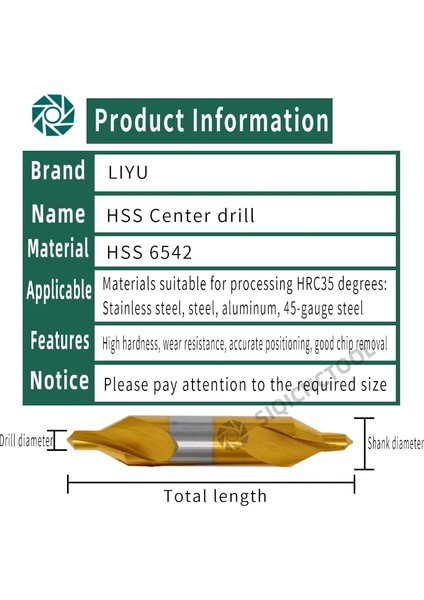 CENTER1-5MM6542 Stili Hss Kombine Merkez Matkaplar Ti-Kaplamalı 60 Derece Havşa Açılı Uç Seti Etal Merkezleme Matkap Ucu Torna M35 (Yurt Dışından)