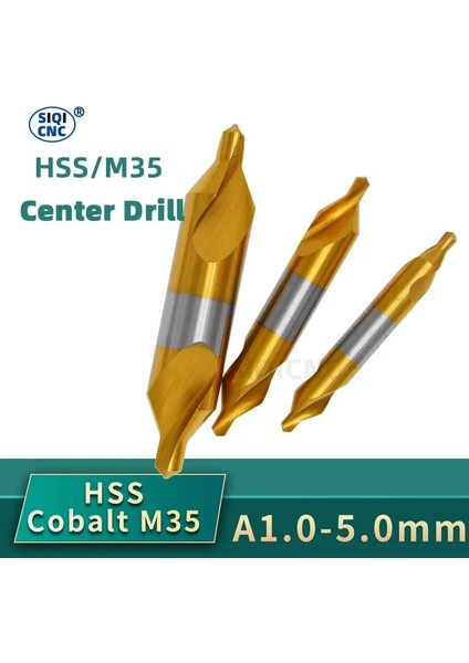 CENTER1-5MM6542 Stili Hss Kombine Merkez Matkaplar Ti-Kaplamalı 60 Derece Havşa Açılı Uç Seti Etal Merkezleme Matkap Ucu Torna M35 (Yurt Dışından)