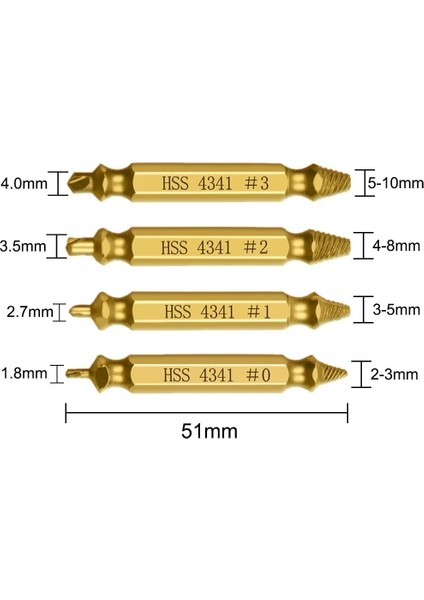 4 Pcs Altın Tarzı Hasarlı Vida Çıkarıcı Matkap Ucu Seti Tetiklendi Kırık Vida Cıvata Çıkarıcı Sökücü Yıkım Aletlerini Kolayca Çıkarın (Yurt Dışından)