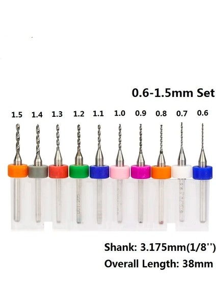 Pcb0.6-1.5 10PCS Stili Ro Pcb Matkap Ucu Sondaj Baskılı Devre Kartı Delik Delme Kesici Karbür Pcb Matkap Ucu Seti (Yurt Dışından)