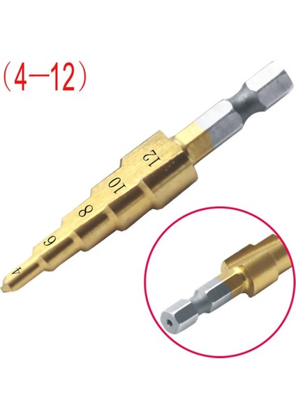 4-12MM Tarzı Büyük Çelik Adım Koni Matkap Havşa Titanyum Bit Seti Deliği (Yurt Dışından)