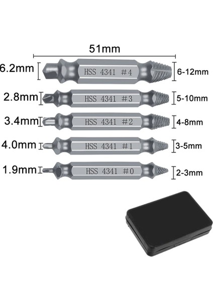 4341GÜMÜŞ Kutulu 5'li Stil Yüksek Li Hasarlı Vida Çıkarıcı Hız Çıkışı Matkap Uçları Kırık Hız Çıkışı Cıvata Çıkarıcı Cıvata Saplama Sökücü Aracı (Yurt Dışından)