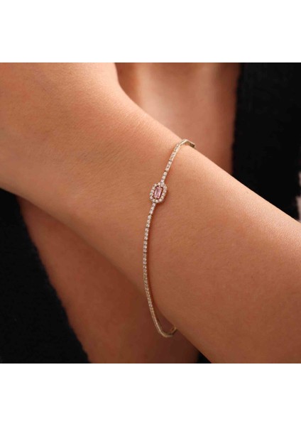 Su Yolu Altın Baget Bileklik Pink Topaz modelleri