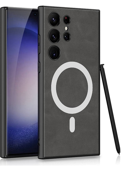 Samsung Galaxy S24 Ultra Uyumlu Nubuk Deri Telefon Kılıfı