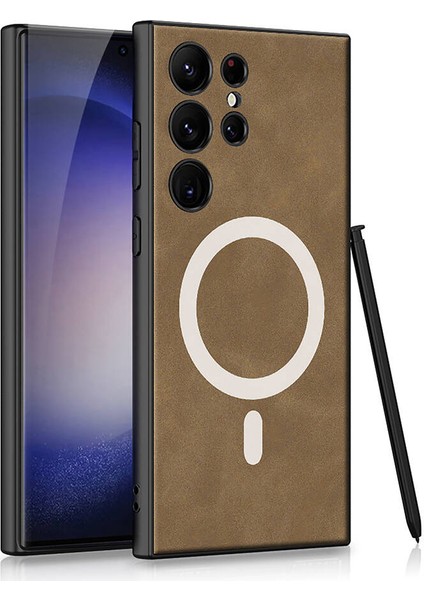 Samsung Galaxy S24 Ultra Uyumlu Nubuk Deri Telefon Kılıfı