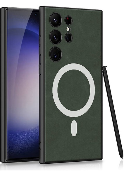 Samsung Galaxy S24 Ultra Uyumlu Nubuk Deri Telefon Kılıfı