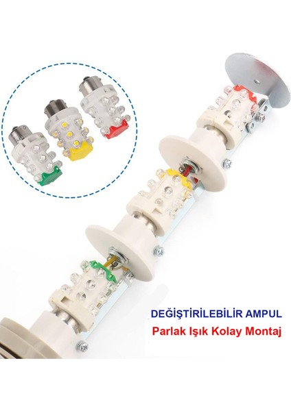 D50 Işıklı Kolon 24VDC LED Sabit Buzzer Kırmızı Yeşil Sarı MST-53173