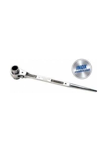 Kazıklı Lokma Cırcır Anahtar (Paslanmaz Çelik) 17X19 mm