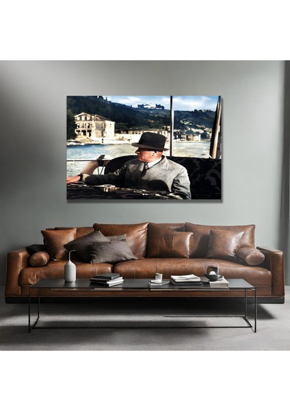 Tekli Yatay Kanvas Duvar Tablosu Boğaziçi Gezisinde Atatürk