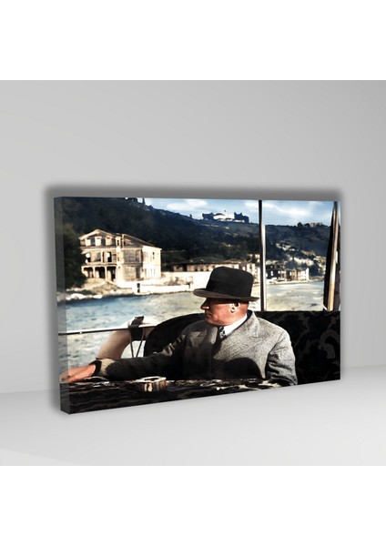 Tekli Yatay Kanvas Duvar Tablosu Boğaziçi Gezisinde Atatürk fiyatları
