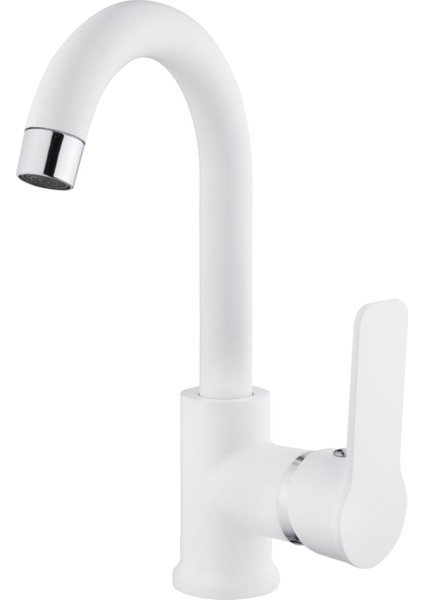 Beyaz Lavabo Bataryası Beyaz Banyo Musluğu 5 Yıl Garantili Mat Beyaz Armatür