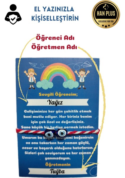 Öğrenci Hediyesi, Marteniçka Nazar Boncuğu Bileklik Karne Okuluna Hoşgeldin Motivasyon Hediyesi