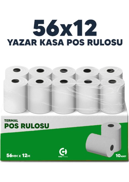 56X12 Thermal Rulo Pos Makine Rulosu 2 Paket 20 Adet