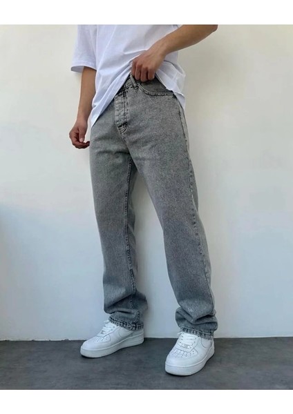 Viking's Jeans Yıkamalı Kumaş Gri Baggy Jean Pantolon modelleri