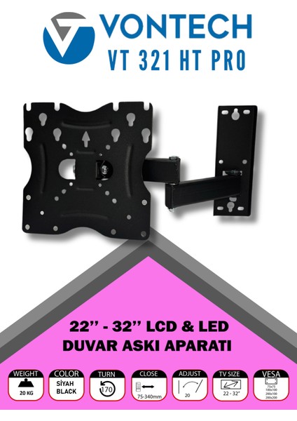 Vt 321 Ht Pro 22-32'' Lcd/led/tv Hareketli Askı Aparatı