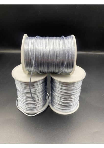 10 Metre Floş Ip,gri Gümüş Renk Floş Ip, 1mm Floş Ip / Sıçan Kuyruğu Takı Bileklik Ipi