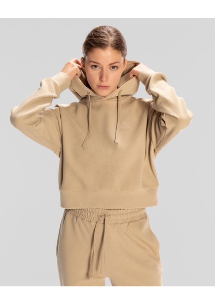 Woman Logo Elıse Waffle Hoodıe Beıge Hoodıe 38221TW-W6F
