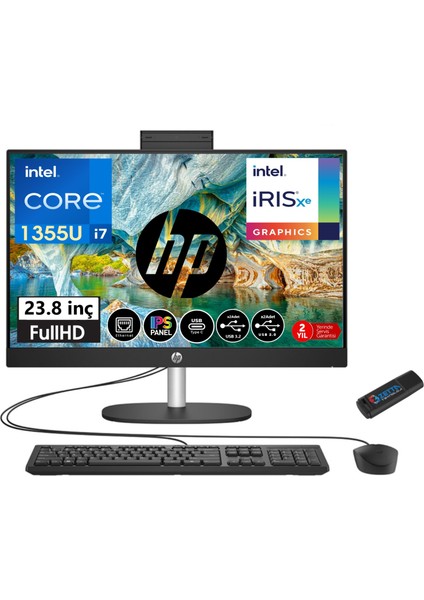 Proone 240 G10 Intel Core I7 1355U 16GB Ram 512GB SSD 23.8 Fhd IPS WINDOWS11PRO All In One Bilgisayar 88T2W7ESW26+ZETTAUSBBELLEK