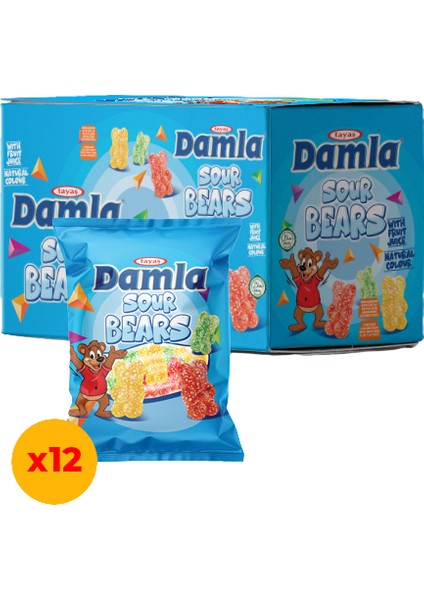 Damla Gummy Sour Bears 80 G Jel Şeker x12