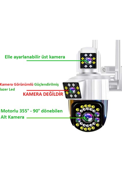 e YS-1010 Kablosuz Wifi 2 Kameralı Extra Gece Görüşlü 1080P Hd Güvenlik Kamerası
