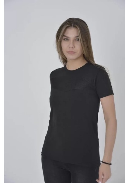 By Mino Gögüs Fileli Slim Fit T-Shirt - Siyah